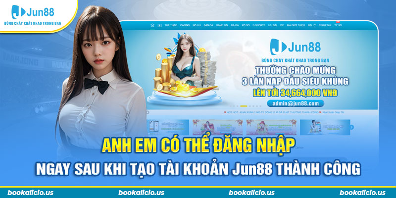 Anh em có thể đăng nhập ngay sau khi tạo tài khoản Jun88 thành công